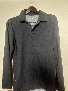 BYLT Basics Signature Long-Sleeve Polo - Charcoal